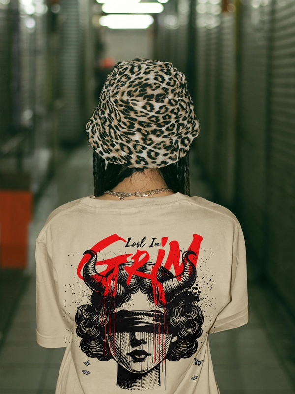 RULED Lost in Grim – Dark Aesthetic Graphic T-Shirt - beige, xxl