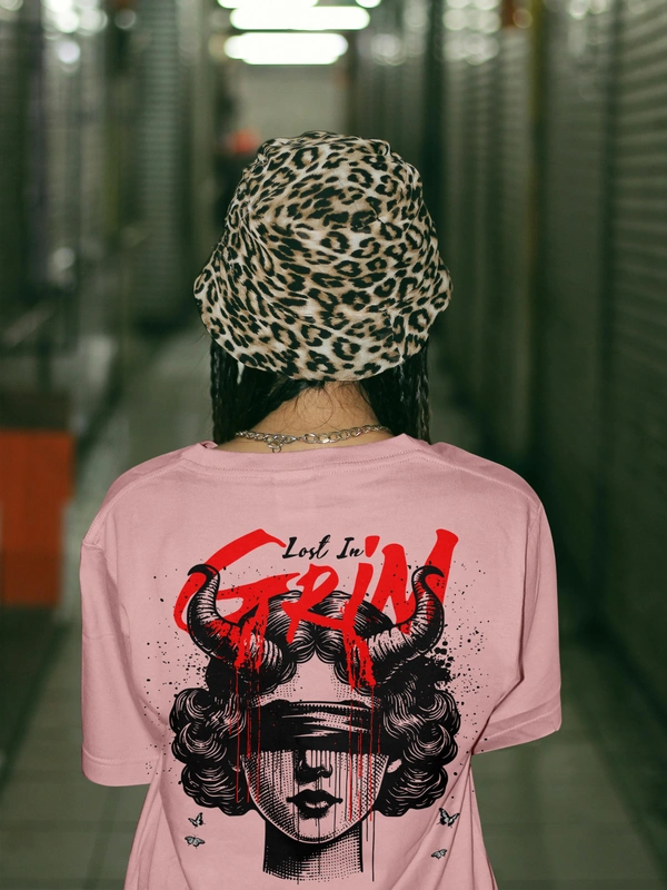 RULED Lost in Grim – Dark Aesthetic Graphic T-Shirt - baby pink, xxl