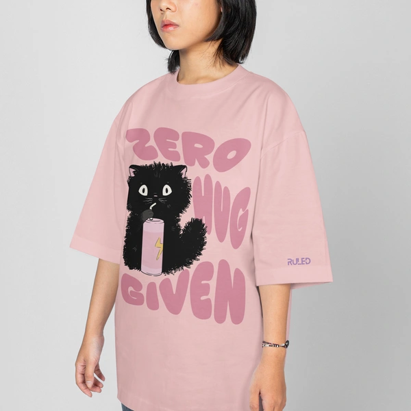 RULED Zero Hug Given Oversized T-Shirt India – ruled  - baby pink, s