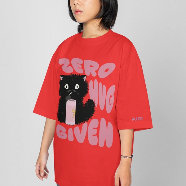 RULED Zero Hug Given Oversized T-Shirt India – ruled  - red, m