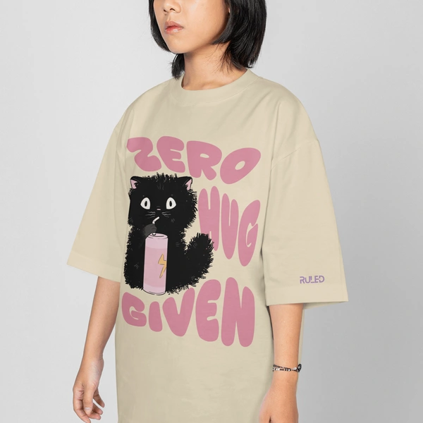 RULED Zero Hug Given Oversized T-Shirt India – ruled  - beige, xl