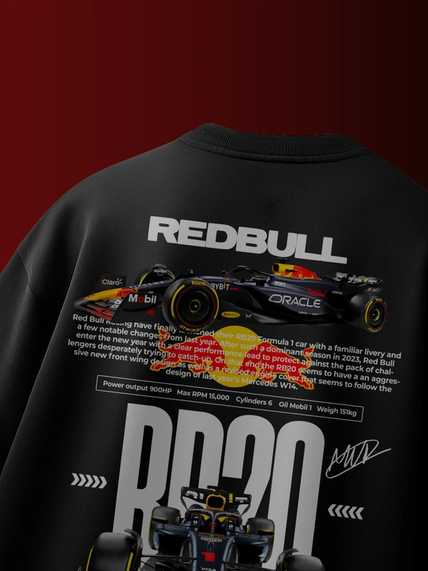 RULED RB20 Inspired F1 Racing Oversized Streetwear T-Shirt India - black, xxl