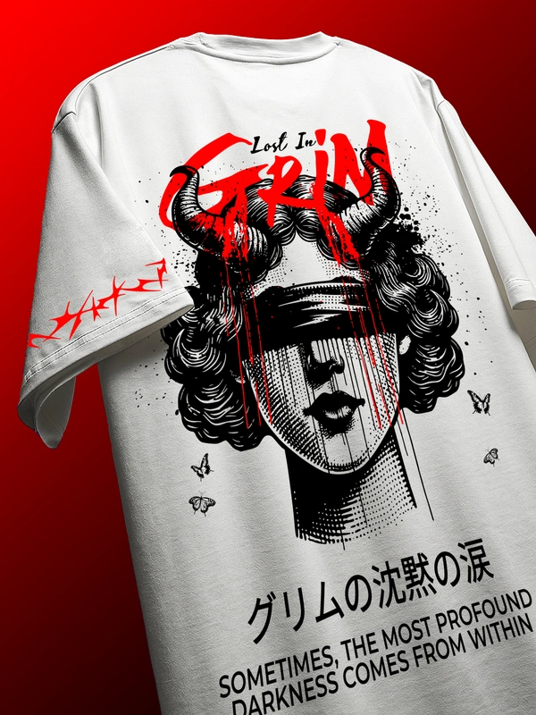 RULED Lost in Grim – Dark Aesthetic Graphic T-Shirt - white, xxl