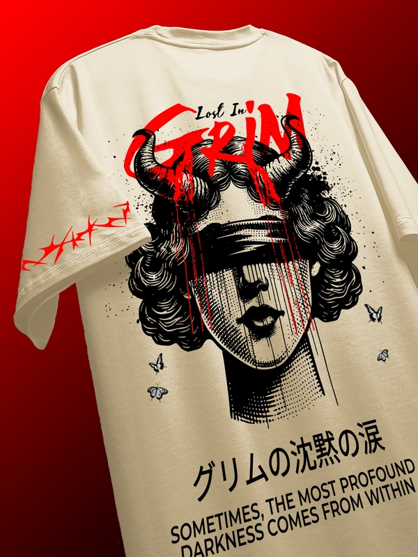 RULED Lost in Grim – Dark Aesthetic Graphic T-Shirt - beige, xxl