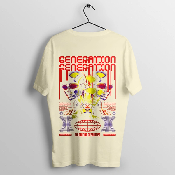 RULED GENERATION Oversized T-Shirt – Urban Streetwear India | Graphic Anime-Inspired Tee - off white, m