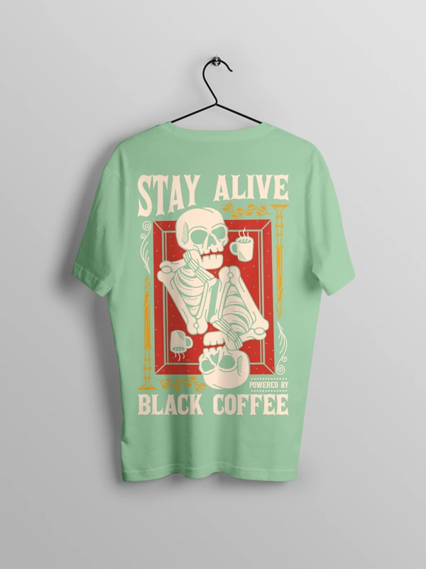 RULED Stay Alive Skeleton Oversized T-Shirt  | RULED - sage green, xxl