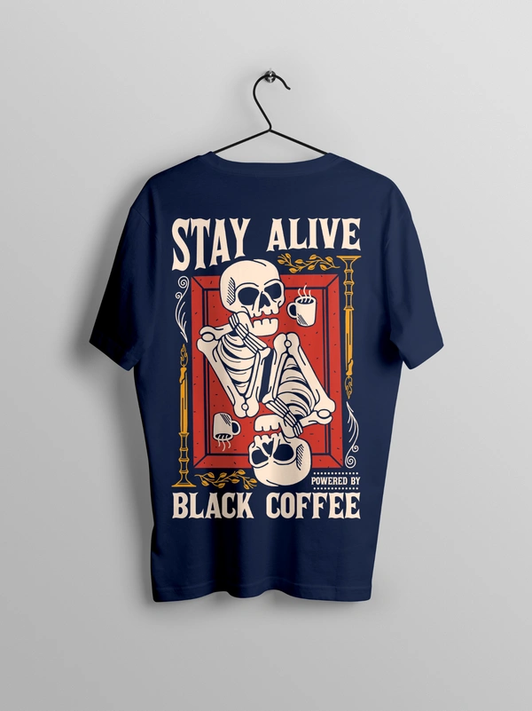 RULED Stay Alive Skeleton Oversized T-Shirt  | RULED - navy blue, m