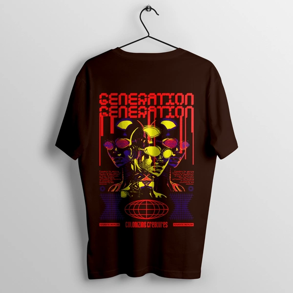 RULED GENERATION Oversized T-Shirt – Urban Streetwear India | Graphic Anime-Inspired Tee - brown, xl