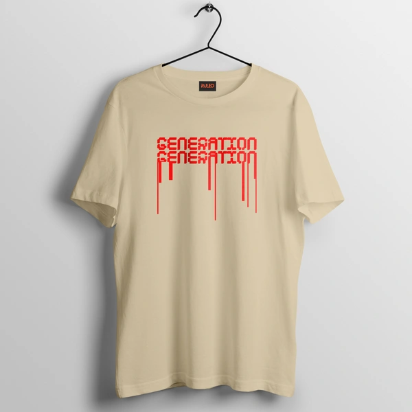 RULED GENERATION Oversized T-Shirt – Urban Streetwear India | Graphic Anime-Inspired Tee - beige, xl