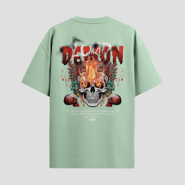 RULED Demon Lord – Flames of the Underworld Tee🔥💀😈 - sage green, s