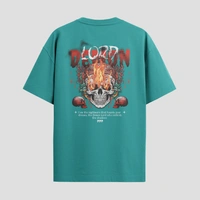 RULED Demon Lord – Flames of the Underworld Tee🔥💀😈 - teal, s