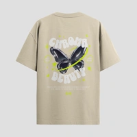 RULED Chroma Beauty Oversized T-Shirt –  Butterfly Edition - beige, m