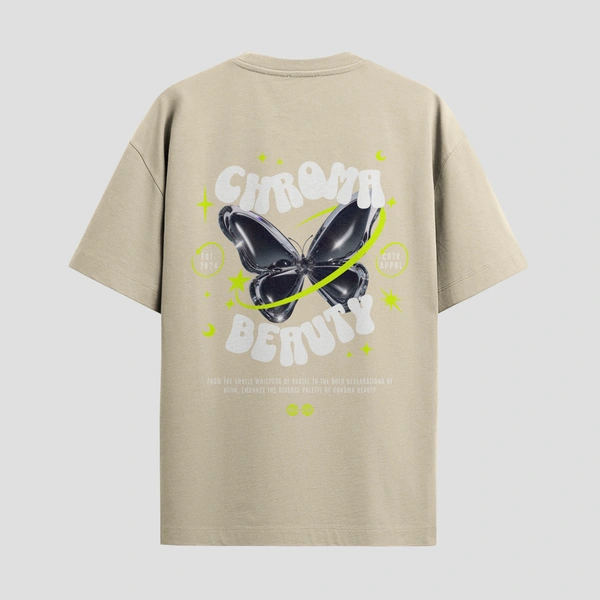 RULED Chroma Beauty Oversized T-Shirt –  Butterfly Edition - beige, m