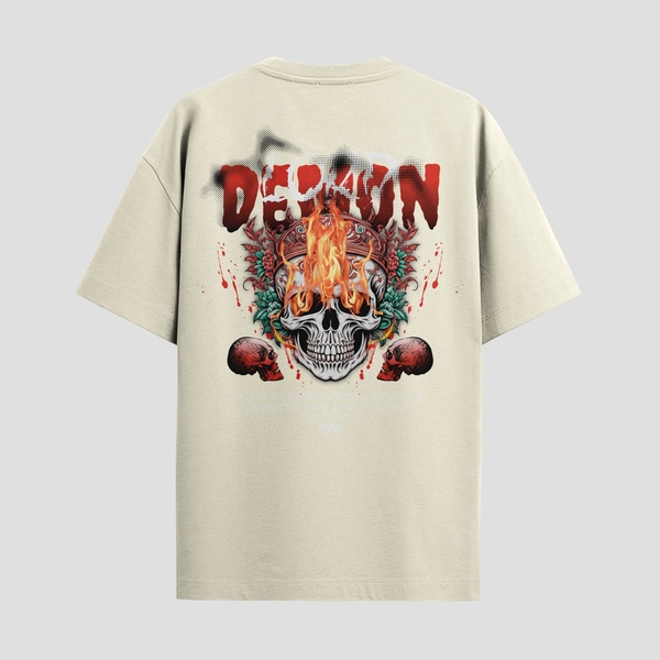 RULED Demon Lord – Flames of the Underworld Tee🔥💀😈 - off white, l