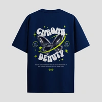 RULED Chroma Beauty Oversized T-Shirt –  Butterfly Edition - navy blue, m