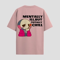 RULED Oversized Tee – Chill Graphic Streetwear  - baby pink, s
