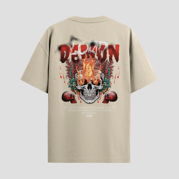 RULED Demon Lord – Flames of the Underworld Tee🔥💀😈 - beige, xl