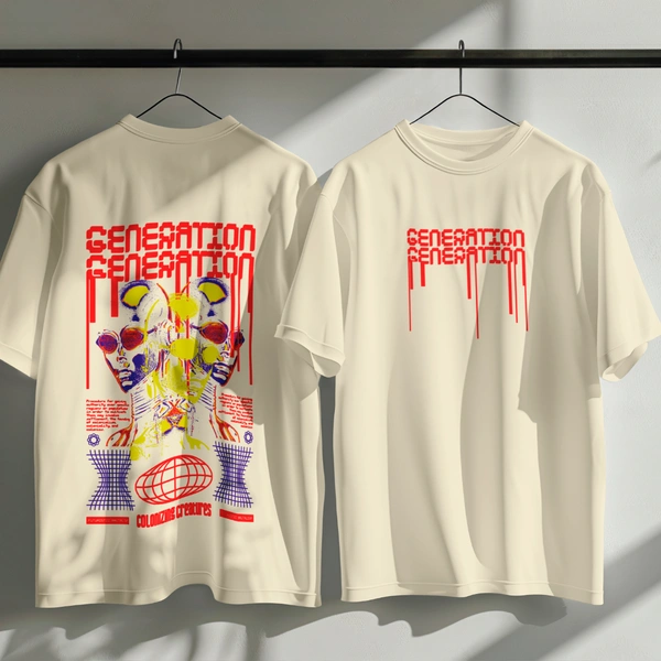 RULED GENERATION Oversized T-Shirt – Urban Streetwear India | Graphic Anime-Inspired Tee - off white, m