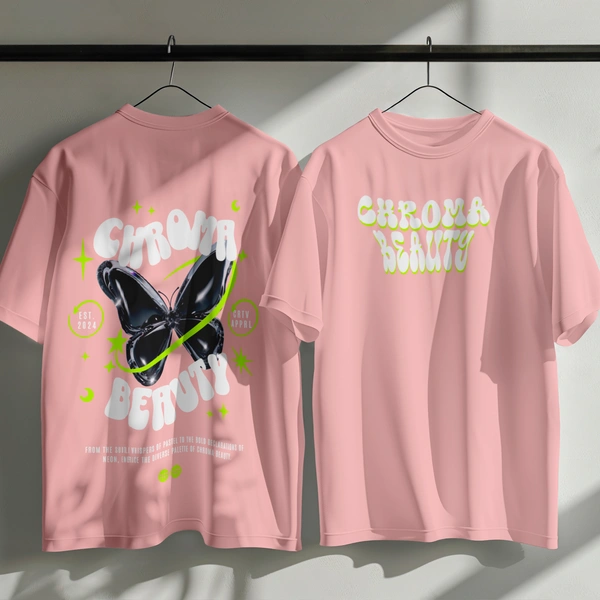 RULED Chroma Beauty Oversized T-Shirt –  Butterfly Edition - baby pink, m