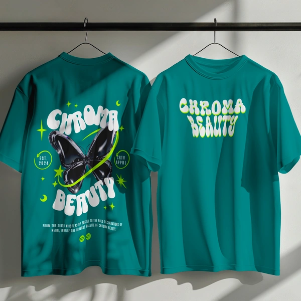 RULED Chroma Beauty Oversized T-Shirt –  Butterfly Edition - teal, m