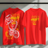 RULED Happy-Sad Graffiti Oversized T-Shirt - red, m