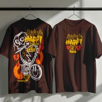 RULED Happy-Sad Graffiti Oversized T-Shirt - brown, xl