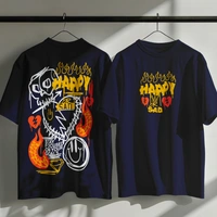 RULED Happy-Sad Graffiti Oversized T-Shirt - navy blue, m