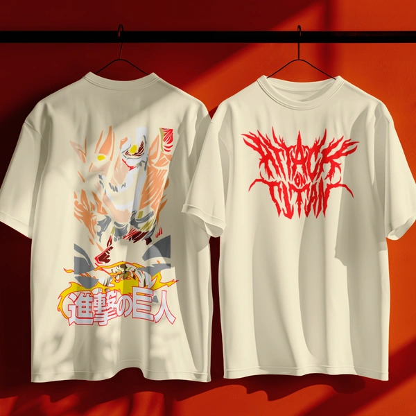 RULED Unleash the Beast: Attack on Titan Graphic Tee - off white, s