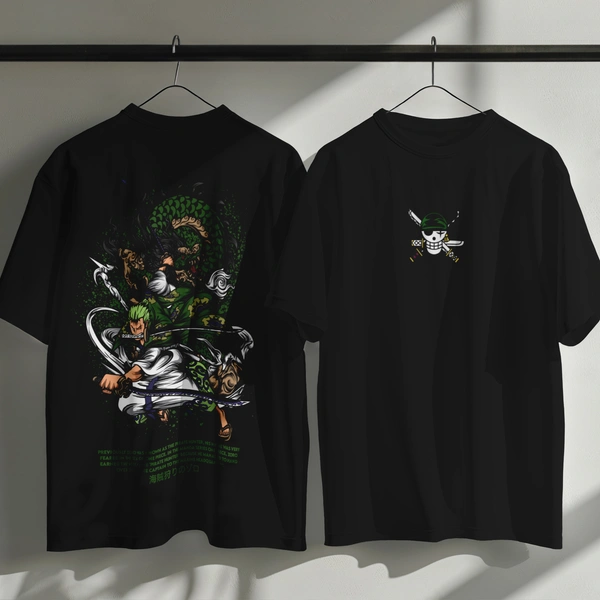 RULED Zoro's Three-Sword Dragon Strike Tee ⚔🐉🔥 - black, m