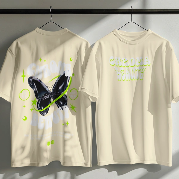 RULED Chroma Beauty Oversized T-Shirt –  Butterfly Edition - off white, m