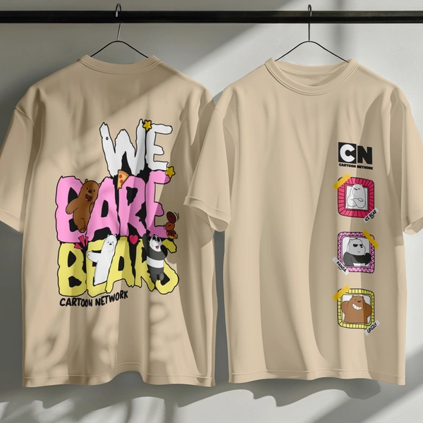 RULED We Bare Bears Cartoon Network Oversized T-Shirt - beige, m