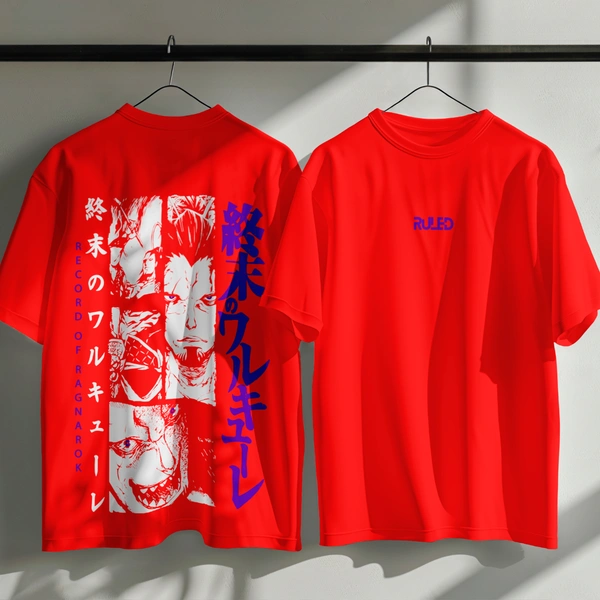 RULED Record of Ragnarok Oversized Tee - red, m