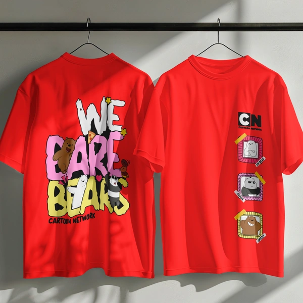 RULED We Bare Bears Cartoon Network Oversized T-Shirt - red, m