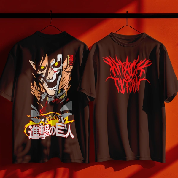 RULED Unleash the Beast: Attack on Titan Graphic Tee - brown, xxl