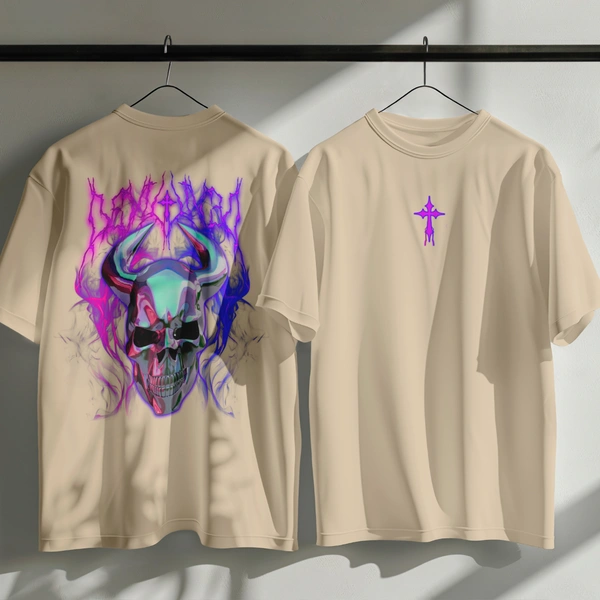 RULED Infernal Skull – Neon Flame Edition🔥💀 - beige, m