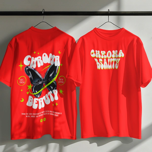RULED Chroma Beauty Oversized T-Shirt –  Butterfly Edition - red, m