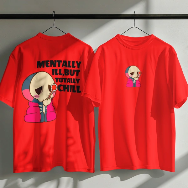 RULED Oversized Tee – Chill Graphic Streetwear  - red, m
