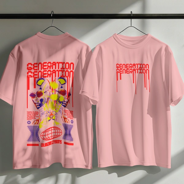 RULED GENERATION Oversized T-Shirt – Urban Streetwear India | Graphic Anime-Inspired Tee - baby pink, l