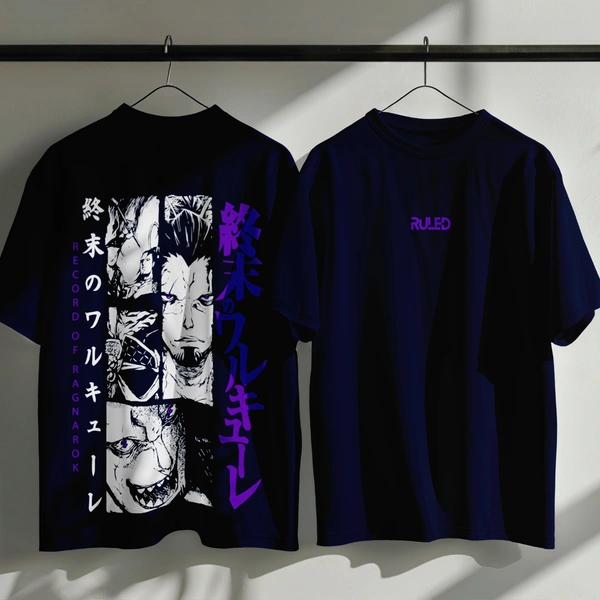 RULED Record of Ragnarok Oversized Tee - navy blue, xl