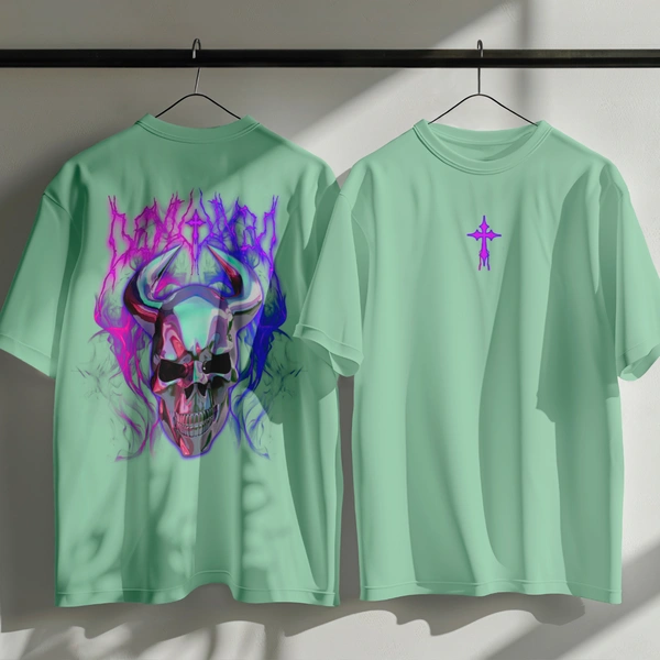 RULED Infernal Skull – Neon Flame Edition🔥💀 - sage green, m