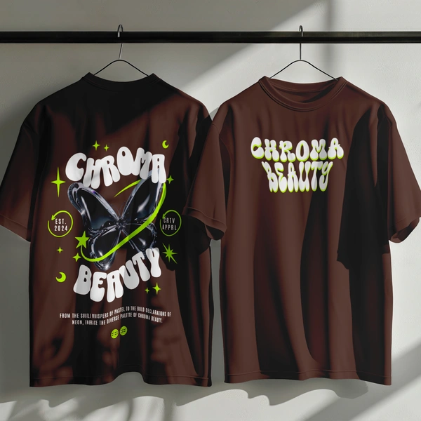 RULED Chroma Beauty Oversized T-Shirt –  Butterfly Edition - brown, l