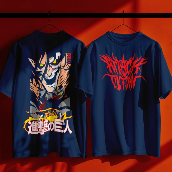 RULED Unleash the Beast: Attack on Titan Graphic Tee - navy blue, s