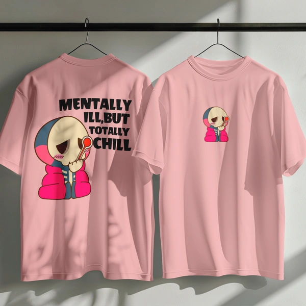 RULED Oversized Tee – Chill Graphic Streetwear  - baby pink, s