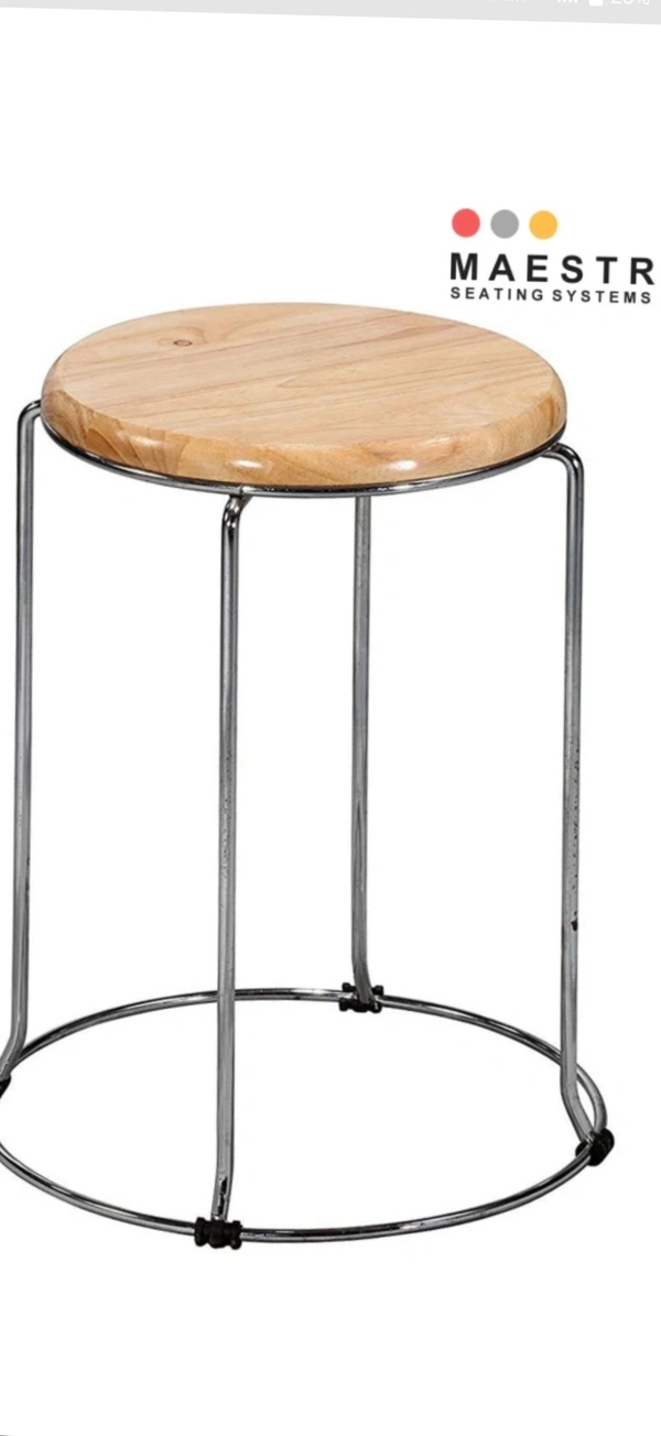 Wooden Steel Stool - Brown