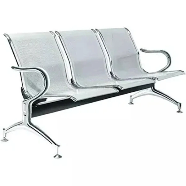 Steel 3 Seater Chair  - Silver