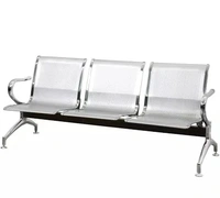 Steel 3 Seater Chair  - Silver
