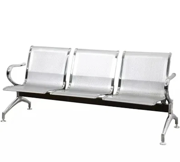 Steel 3 Seater Chair  - Silver