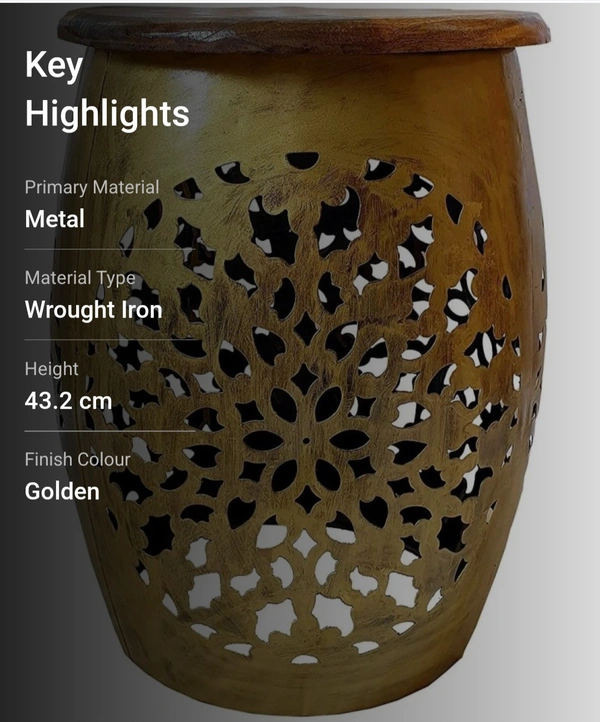 Metal Golden T-Light Stool - Pirate Gold, Height 43.2 Cm