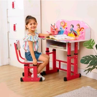 Plastic Mlu Kids Desk/Baby Desk/Kids Study Table with Chair Pink Hight Adjustable MDF, - Blush Pink