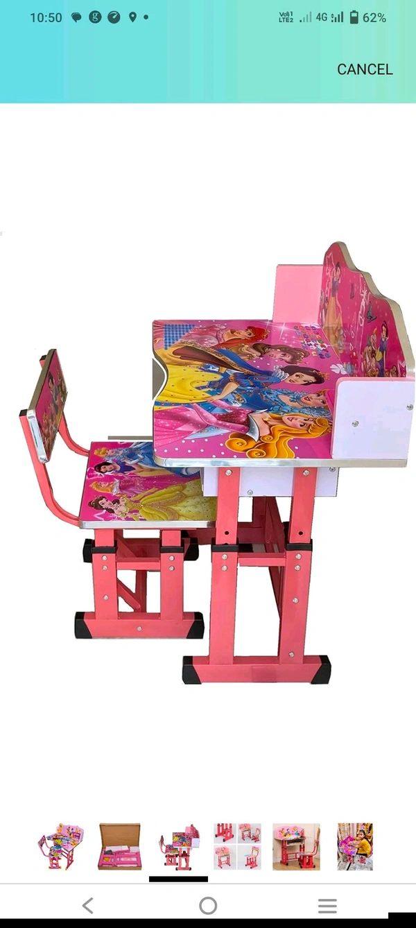 Plastic Mlu Kids Desk/Baby Desk/Kids Study Table with Chair Pink Hight Adjustable MDF, - Blush Pink